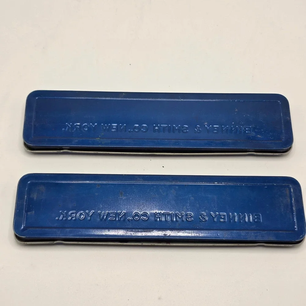 Watercolor Paint Tins Vintage Binney & Smith Artista Blue Metal Set of 2 Art - Picture 7 of 8